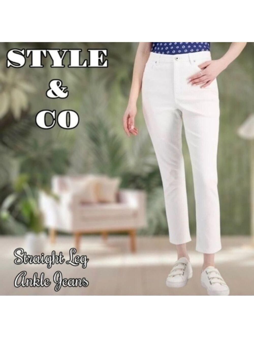 STYLE & CO High-Rise Straight-Leg Slimming Tummy Control Ankle Jeans NWT/14